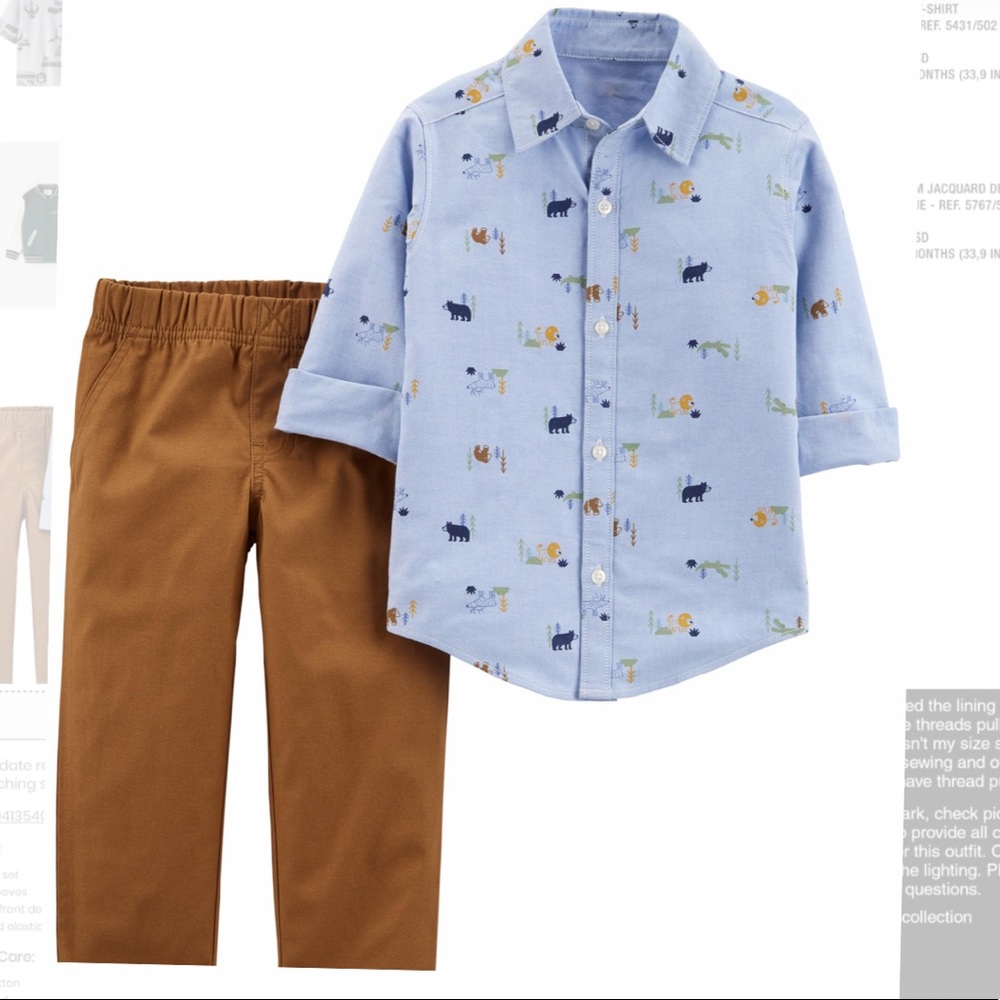 2-Piece Animal Button-Front Shirt & Pant Set